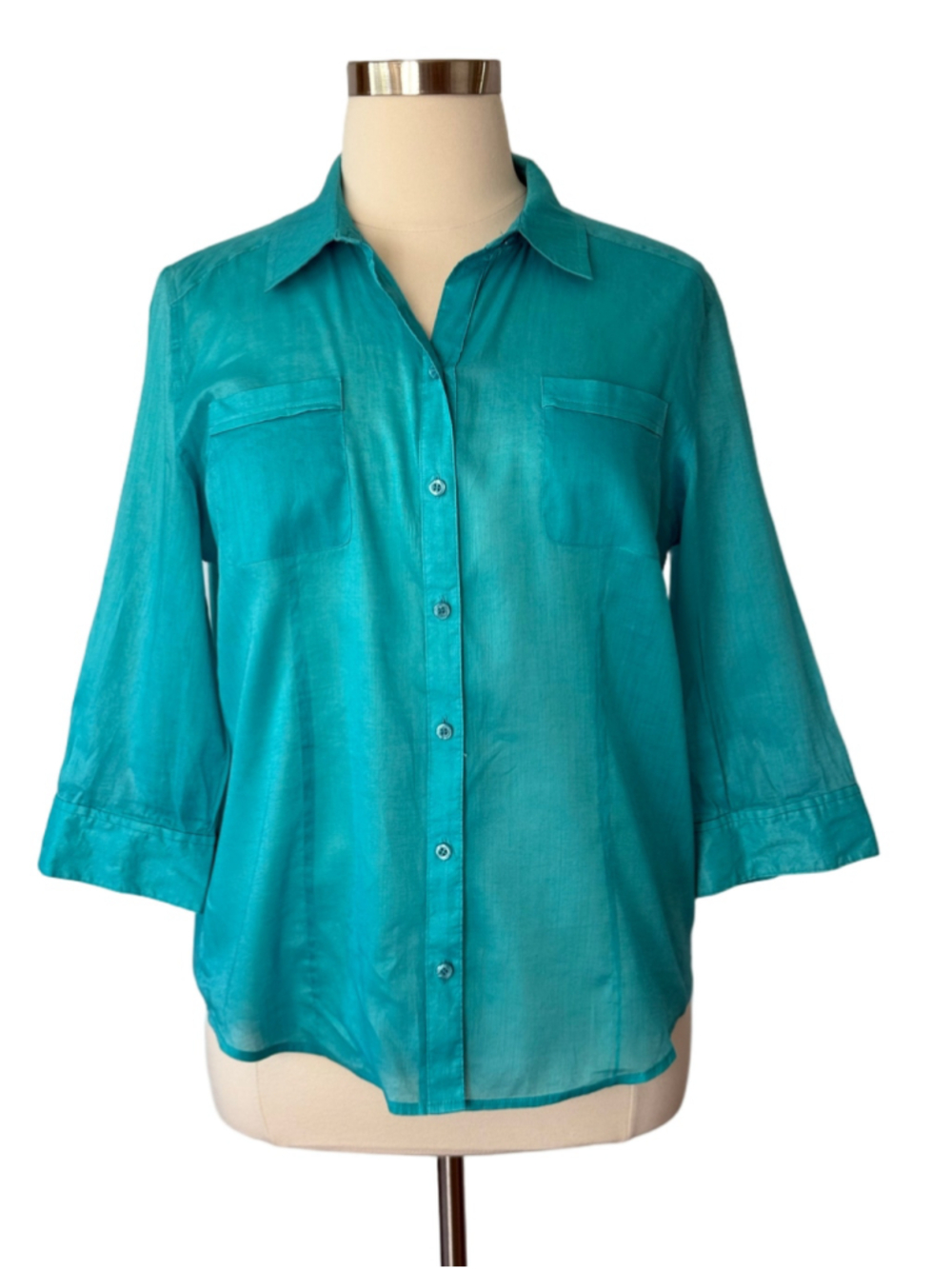 Chico’s size 16 Teal Button Down Ramie/Cotten Top (Chico’s 3)